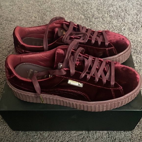 Rihanna Fenty Puma Creepers Burgundy Velvet with Gum Sole - Picture 3 of 6